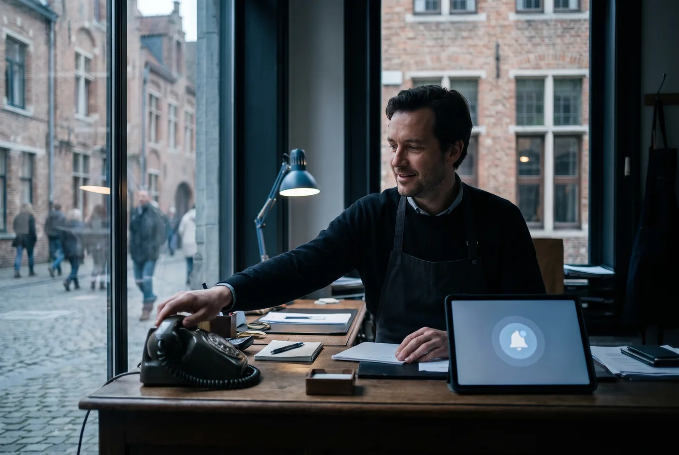 Ondernemer neemt snel de telefoon op na een nieuwe aanvraag via de website